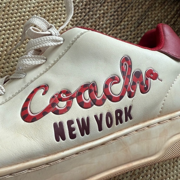 Coach Mens Shoes Men's High Line Leather Snake Script Sneakers - Picture 6 of 7